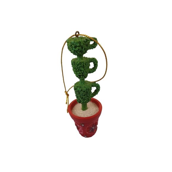 New Topiary Tree Ceramic 2.5" Starbucks Coffee Cup Holiday Ornament Potted Plant - Picture 1 of 6